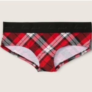 Victoria Secret- Black & Red Plaid Logo Panty-S